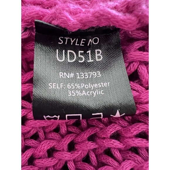 POL Chunky Knit Pink Sweater Double VNeck Dolman Balloon Sleeves Oversized Small - Picture 7 of 8